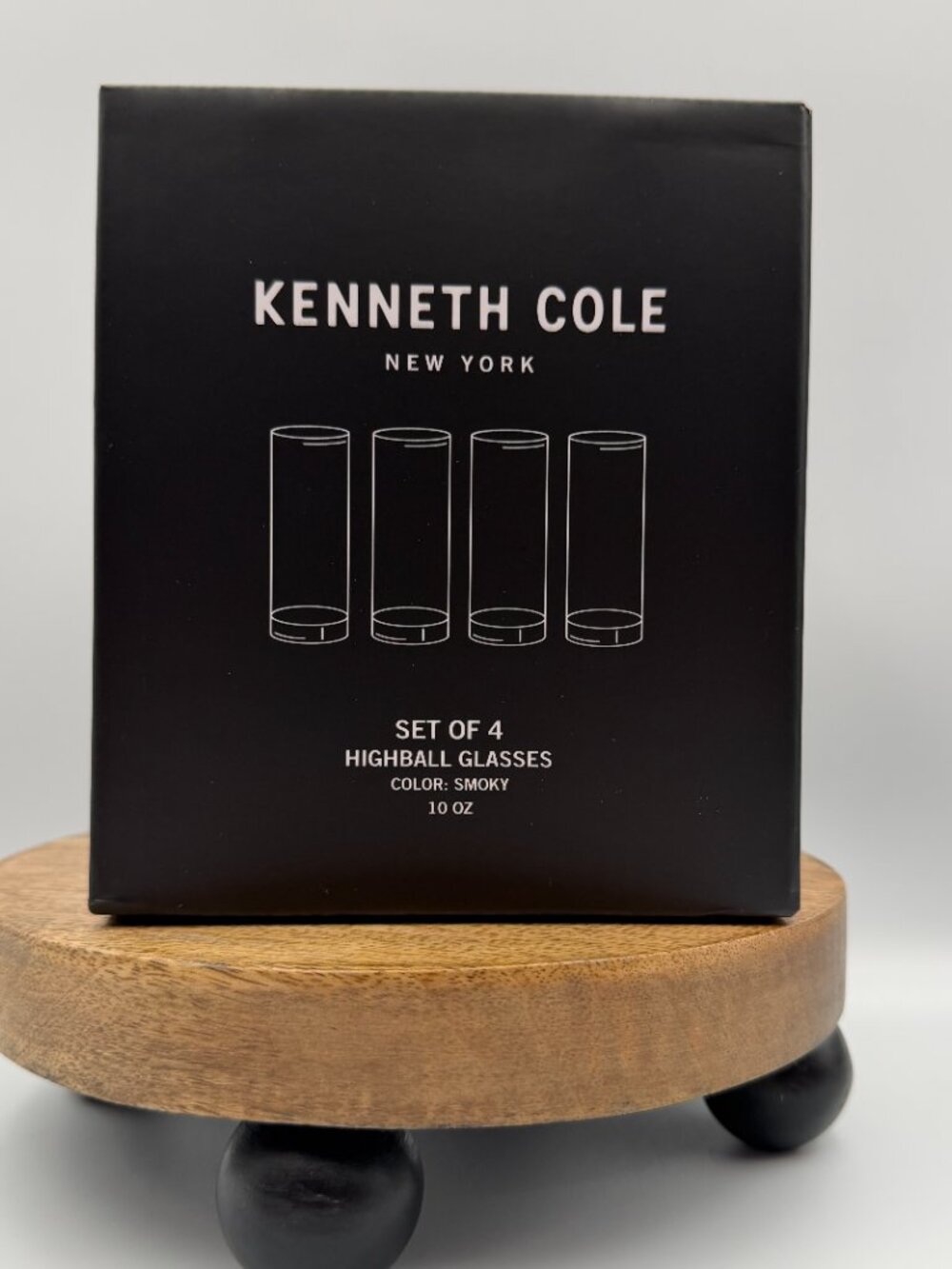 Kenneth Cole Highball Glasses Set of 4 Smokey Gradient 10 Oz NIB - Picture 4 of 10